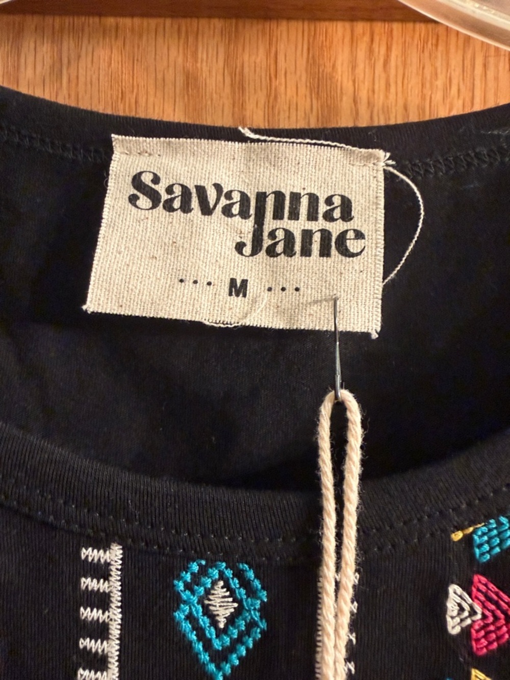 Savanna Jane Black Sleeveless Peplum Top with Teal & Magenta Embroidery - Picture 2 of 4